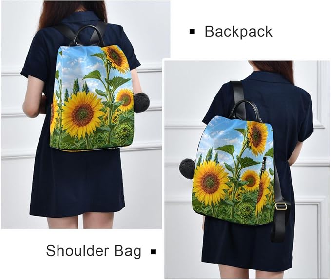 ALAZA Summer Sunflower Flowers Floral Backpack Purse for Women Anti Theft Fashion Back Pack Shoulder Bag - Image 7