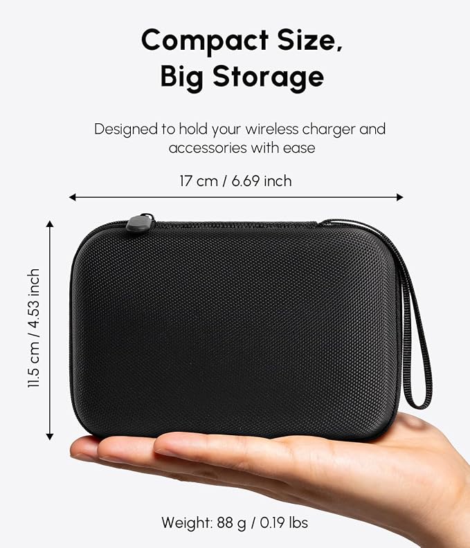 HICOBER Travel Case for 3-in-1 Charging Station, Case Only, Black | Multi-use 1680D Oxford organizer for charger, adapter and cables, case only - Image 2