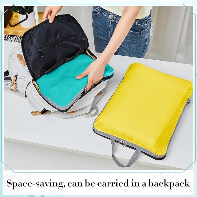 Hosuly 6 Pcs Large Ultralight Compression Packing Cubes for Travel 17.3 x 12.6'' XL Large Expandable Luggage Storage Organizers for Save Space Family Long Trips (Colorful) - Image 6