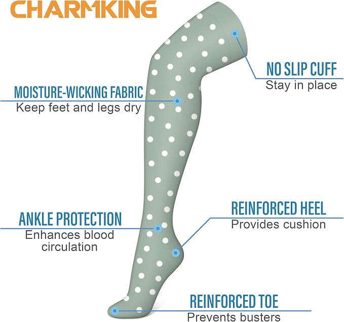 CHARMKING 3 Pairs Thigh High Compression Socks for Women and Men 15-20 mmHg Boost Circulation and All Day Comfort - Image 5
