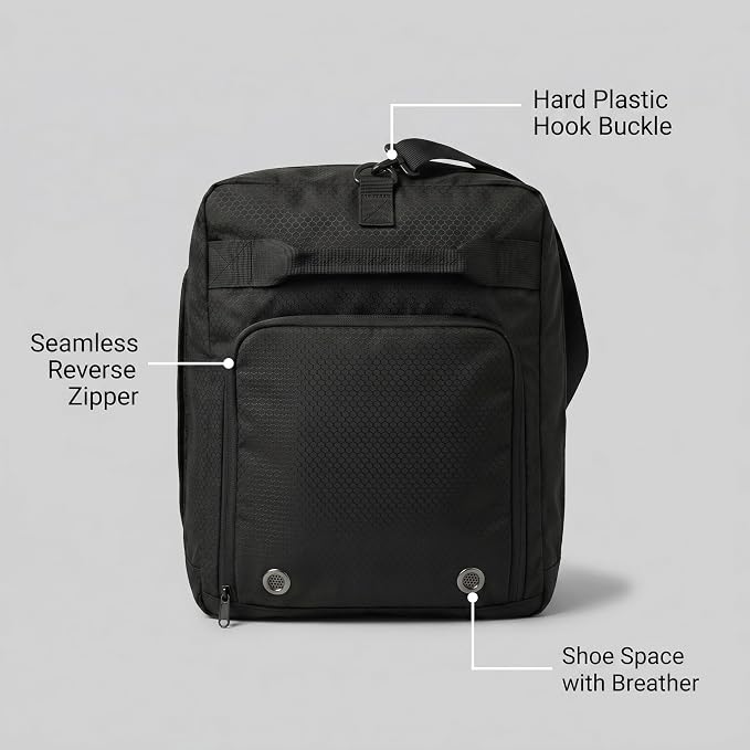 65L Foldable Duffle Bag for Travel – Lightweight Packable Duffel Bag, Collapsible Weekender Overnight Travel or Gym Bag, Water-Resistant, Large Capacity (Black) - PackVerge - Image 7
