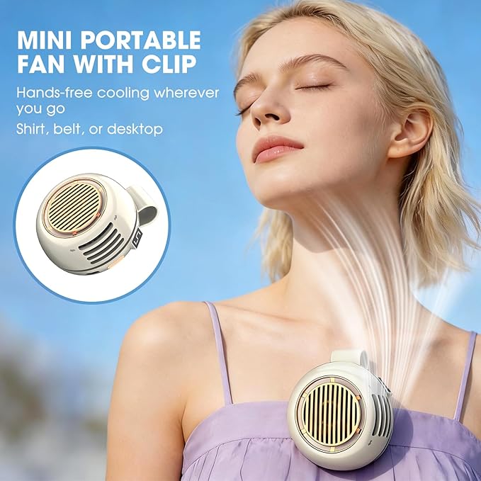 Portable Silent Mini Bladeless Fan Clip On, 5 Speeds 360° Rotatable Clip on Fan for Shirt & Waist, USB Rechargeable Small Fans Portable, 2026 New Whirlwind Fans for Outdoor/Travel/Office (White) - Image 2