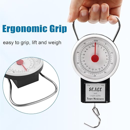 Mechanical Hanging Scale Multi-Purpose Luggage Scale Fishing Scale | Portable Spring Dial Fish Weight Scale with Tape Measure, for Fishing Kitchen Farms - Image 4