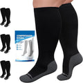 3 Pairs Plus Size Compression Socks for Women Men Wide Calf | 20-30mmHg Graduated Compression for Flying, Travel, Nurses & Pregnancy(S/M-7XL) by EveryStepIsComfortable