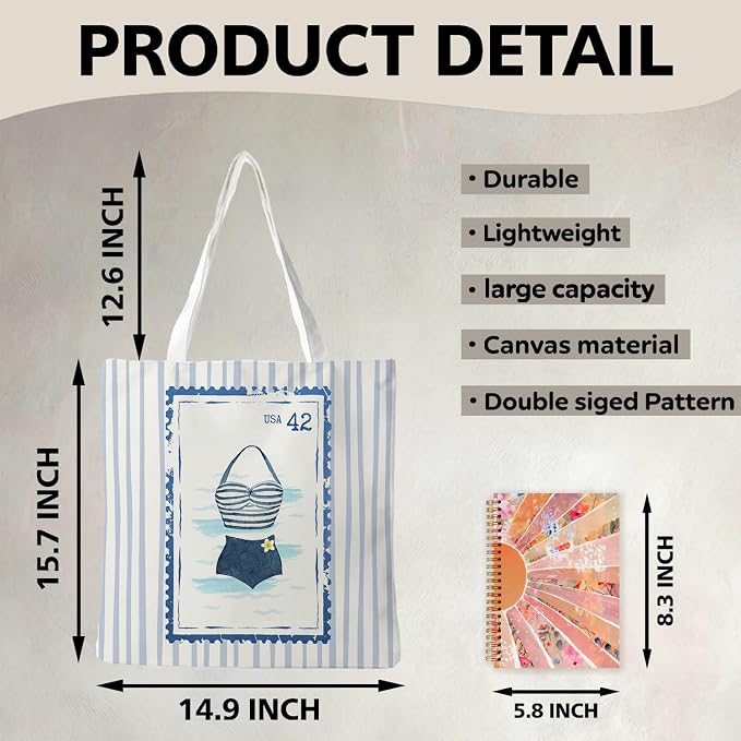 Summer Coastal Beach Canvas Tote Bag - Image 6