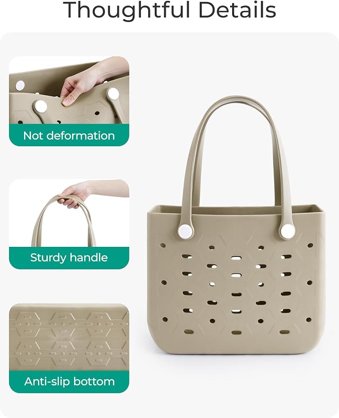 BAGSMART Beach Bag for Women, Water-resistant Rubber Tote Bag, Sandproof Vacation Essentials for Summer Swim Cruise Pool - Image 8