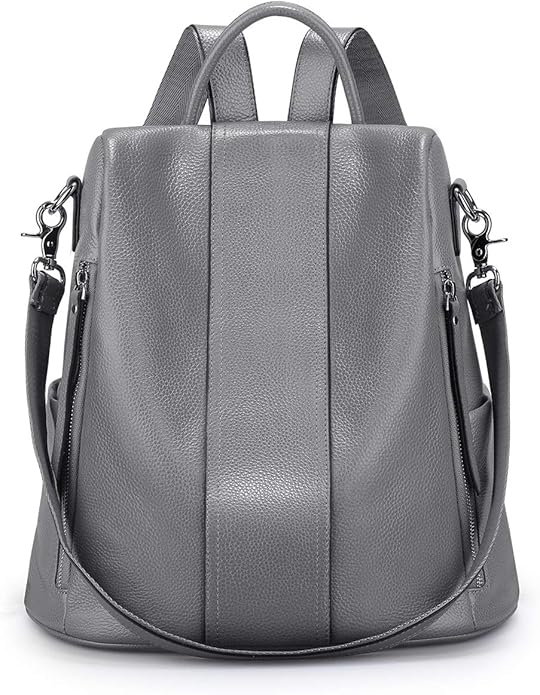 S-ZONE Leather Backpack Purses for Women Antitheft Rucksack Shoulder Bag Medium | Genuine Leather, Medium Fits 9.7-inch Tablet, for Work Travel Daily Commute, Multi Pockets, Adjustable Dual Straps by S-ZONE