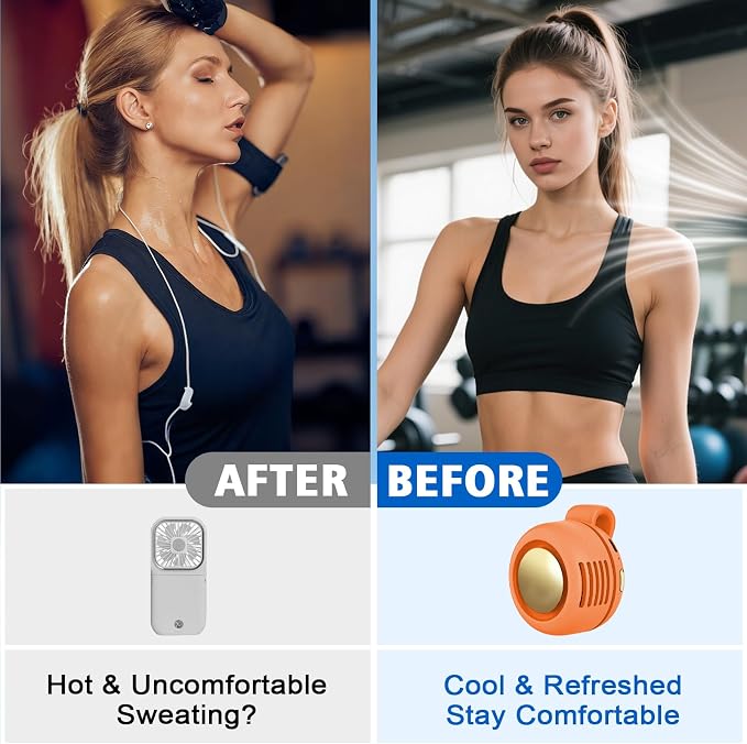 Portable Fan,2-in-1 Waist Clip On Bladeless, Ultra-Quiet Mini Personal Neck Fan 3 Speeds with 360°Adjustable Clip USB Rechargeable for Hiking,Office & Outdoor - Image 7