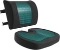 Amazon Basics Comfortable Seat Cushion & Lumbar Support for Office Chairs, Gel Enhanced Memory Foam, Non-Slip, Cooling, Portable, Pack of 2, Rectangular, Black by AmazonBasics