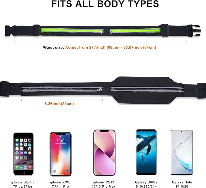 2 Pack Running Belt Fanny Packs for women and men,Belt Bag for Hiking Cycling Workout,Reflective Fanny Packs for Men Runners Belt Compatible with iPhone13,12 pro,Travelling Money Phone Holder - Image 3
