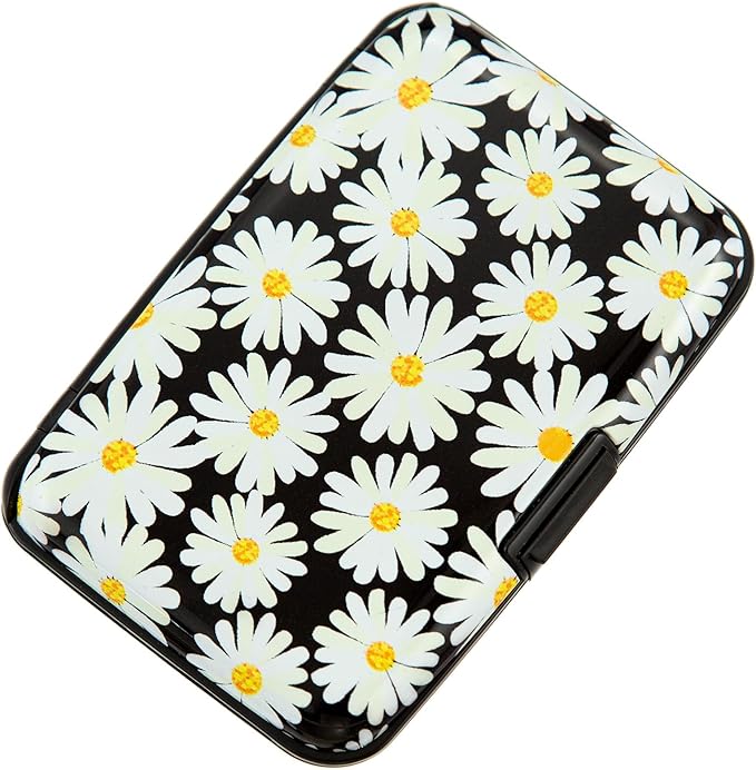 Credit Card Holder, Metal Card Wallet RFID Blocking Mini Slim Aluminum Business Hard Card Case for Women Men (Daisy) by Kaabao