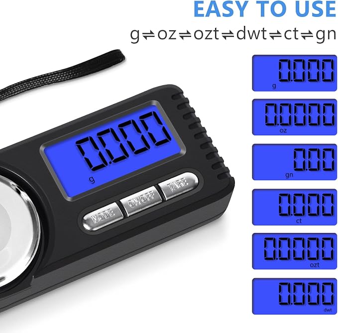 THINKSCALE Mini Milligram Scale 50g/0.001g – Powder Medicine, Jewelry | Palm-Sized & Ultra-Compact, Backlit LCD, Tare & Auto-Off, 6 Units, Protective Case, 20g Cal Weight & Batteries Included - Image 3