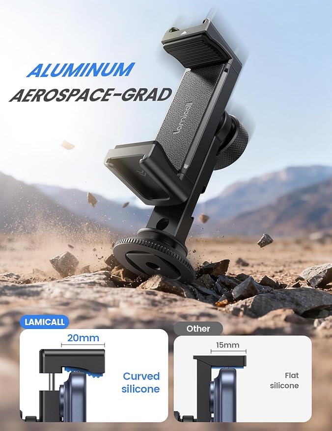Lamicall Phone Tripod Mount Adapter with 3 Cold Shoes, Arca Port&1/4" Screw | Aluminum Alloy, Wider Clamp Camera Phone Holder 360° Phone Stand for Video Streaming Vlogging Rig for iPhone 17-5 Smartphone - Image 5