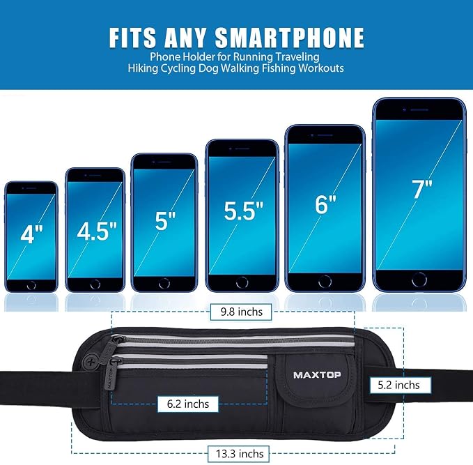 Slim Running Belt Fanny Packs for Women Men, Reflective Waist Pack Phone Holder for Walking Fitness Workout Exercise,Water Resistant Running Travel Belt Bag Jogging Pouch, Gym Accessories for Runner - Image 3