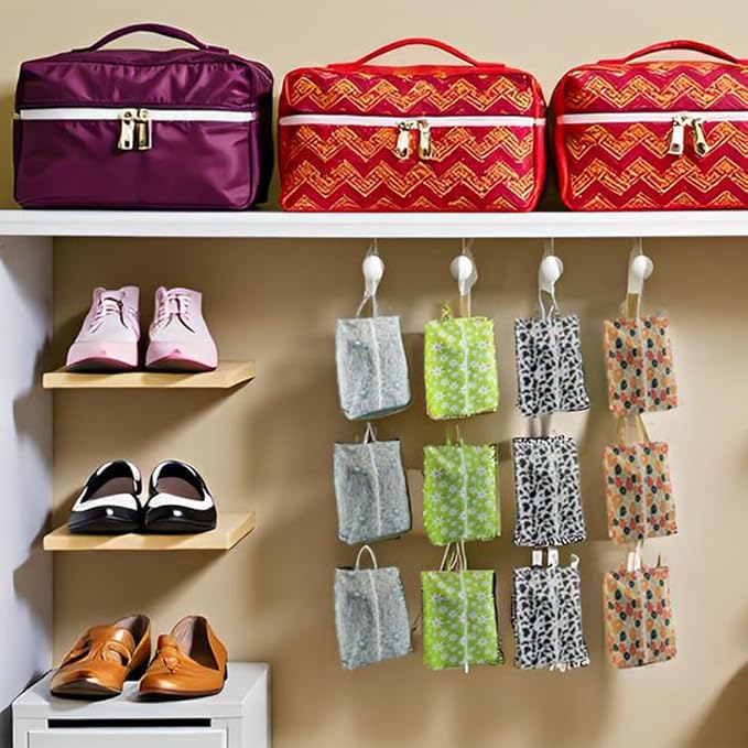 Travel Shoe Bags, Set of 12, Large Oxford Fabric Storage Bags with Zipper and Handle, Water-Resistant Pouches (Colorful patterns) - Image 3