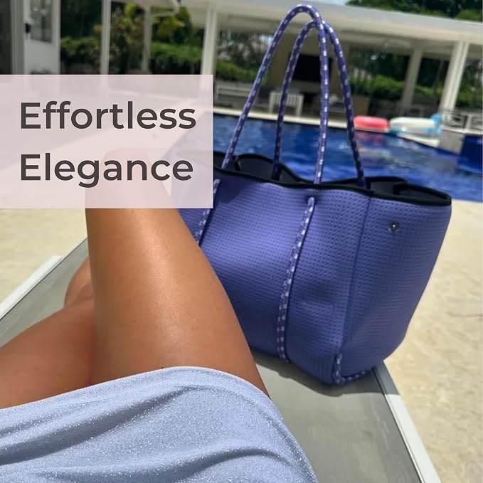 POPUPS Large Neoprene Tote Bag for Women - Everyday Designer Handbag for Travel Work and Beach with Pockets and Zipper Pouch - Image 9