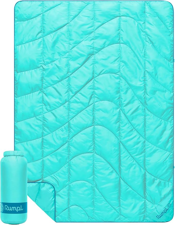 Rumpl Travel Puffy Ultra-Packable Blanket, Seafoam | Travel-Size Warmth and Comfort, Ultra-Packable Recycled Puffy Blanket with NanoLoft Insulation for Planes and Trains by Rumpl
