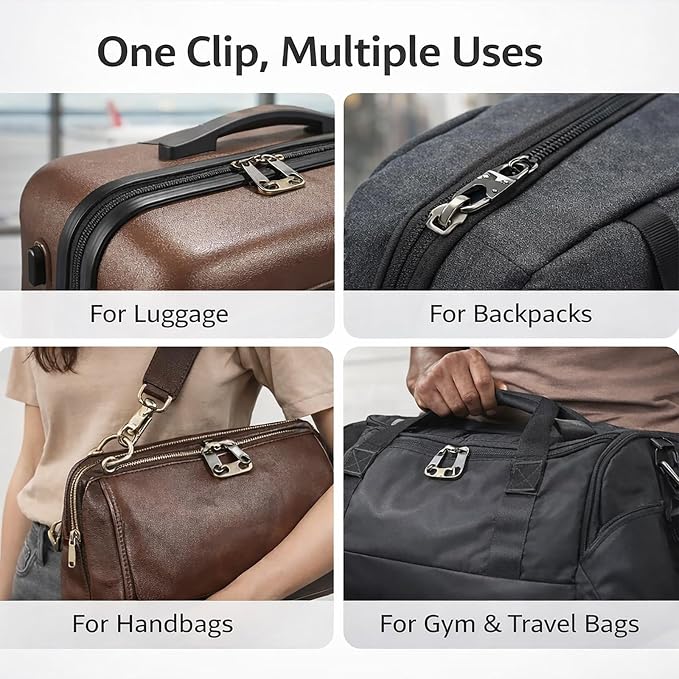 PPDVUUT Zipper Locks for Backpacks, Suitcases, Travel Bags & More, Anti-Theft Security Clips Set with 10 Locks & 10 Extension Rings, Metal Alloy Double-Opening Clips - Image 4
