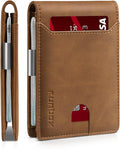 RUNBOX Slim Wallet for Men - RFID Blocking Leather Bifold with Money Clip | Minimalist Front Pocket Wallet Holds 11 Cards,Slim Thin Design,RFID Blocking Protection, Practical Birthday Gifts for Men by RUNBOX