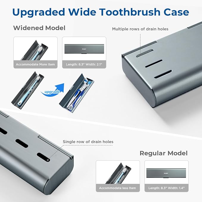 Wider Aluminum Toothbrush Travel Case, Portable Travel Toothbrush Holder, Durable Manual Toothbrush Box Container for Traveling, Bathroom, Camping, Business Trip, Gray Blue - Image 7