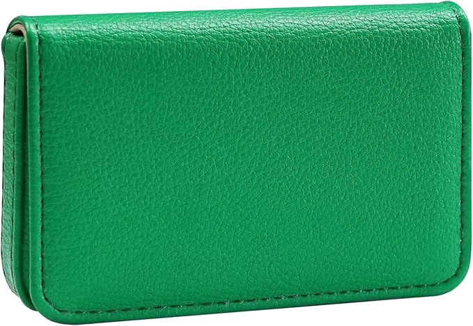 Business Card Holder，PU Leather Business Card Case Color Printing Pattern Card Holder Wallet，Pockets Magnetic Credit Card Holders for Men and Women - Dark Green by AI-DEE