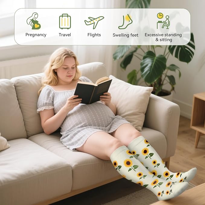 Plus Size Compression Socks for Women Men Wide Calf 15-20 mmHg Knee High Extra Large for Nurses Pregnant Travel - Image 6