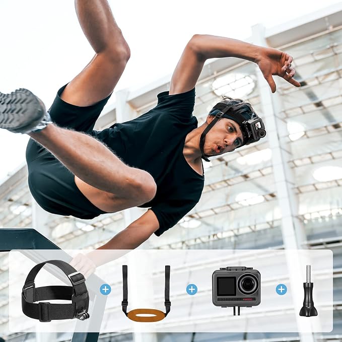 AKASO Action Camera Parkour Kit Compatible with AKASO EK7000/EK7000 Pro/Brave 4/Brave 4 Pro/Brave 7 LE/Brave 7/Brave 8/V50X/V50 Pro/V50 Elite/GoPro Hero 12 11 10 9 8/DJI/Apexcam Action Camera | Including Chest Strap, Head Strap, Chin Strap, Buckle Moun... - Image 2