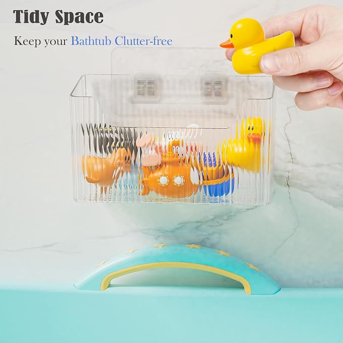 Lae Nuvole Adhesive Cabinet Door Organizer, 2 Pack Wall Shower Caddy, Clear | 4 Adhesive Straps, No Drill Wall Mount, Renter Friendly, BPA-free Stackable; Fits Bathroom, Kitchen, Apartment, Pantry, RVs - Image 3