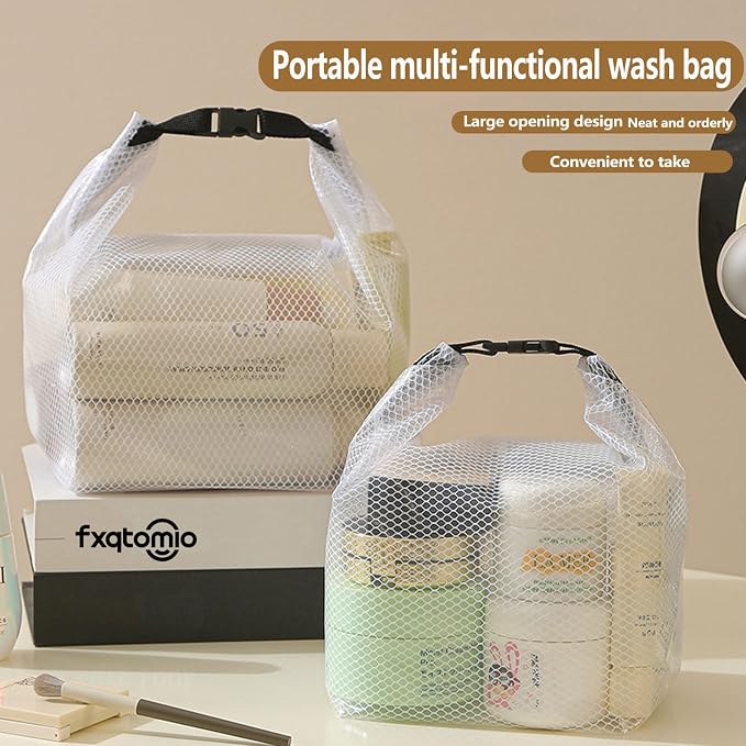 Cosmetic storage bag with dry and wet separation, wash bag, hand-held bag, portable storage bag, simple style,suitable for travel, fitness, swimming, outdoor rafting (White, 7.1in*6.3in*9.4in) - Image 7