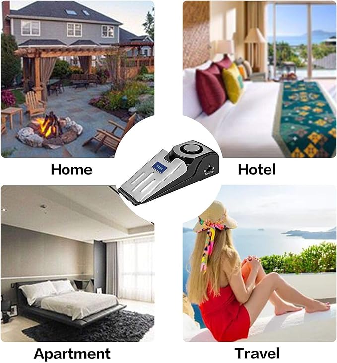 ZZRUI Door Stop Alarm with 120dB Siren, 4 Pack Portable Security Door Stopper Wedge Alarm for Travel, Home, Apartment, Dorm, Hotel, Entry Alert Safety Device for Women & Kids - Image 6