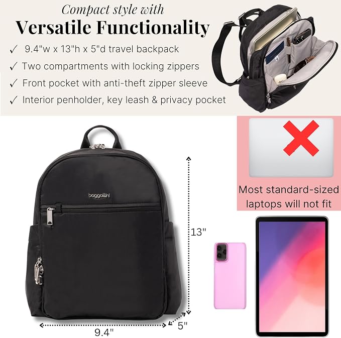 Securtex Anti-Theft Getaway Backpack - 9.4"x13"x5" Travel Safe Bag w/Locking Zippers, Slash-Resistant, RFID - Image 3