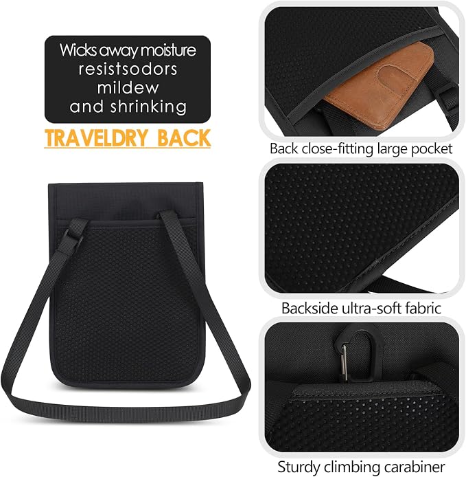 Travel Neck Wallet RFID Blocking – Hidden Passport Holder & Anti-Theft Money Pouch for Men & Women, Lightweight Concealed Undergarment Organizer with Adjustable Strap, Secure Document Holder - Image 4