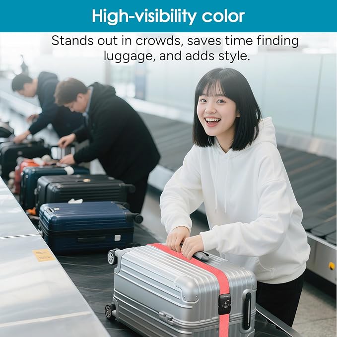 Travel Inspira Heavy Duty Luggage Straps with TSA Lock | Anti-Burst Protection; High Visibility Pink; TSA-Lock Belt with Tag; Adjustable 103-200cm; 20-28 Inch Bags; Quick Release - Image 4