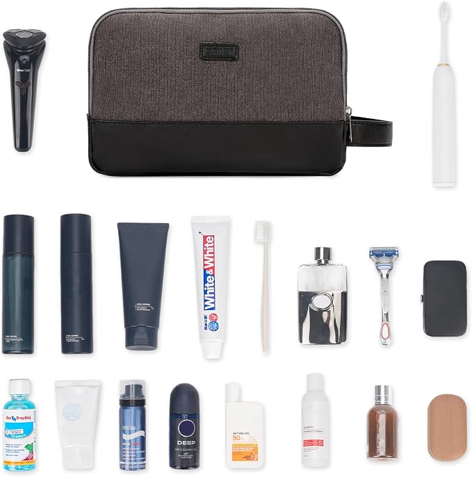 WANDF Travel Toiletry Bag for Men, Canvas Shaving Dopp Kit | Wet Separation, Water-Resistant Fabric, Travel Bag for Toiletries, Shaving Accessories, Weekend Trips - Image 7