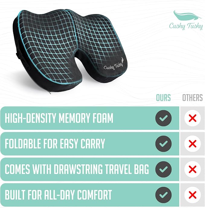 Premium Foldable Travel Seat Cushion - for Relief of Lower Back, Sciatic, Butt and Tailbone Pain - for Home & Office Use, Perfect for Travel or Driving - Coccyx Seat Cushion - Image 8