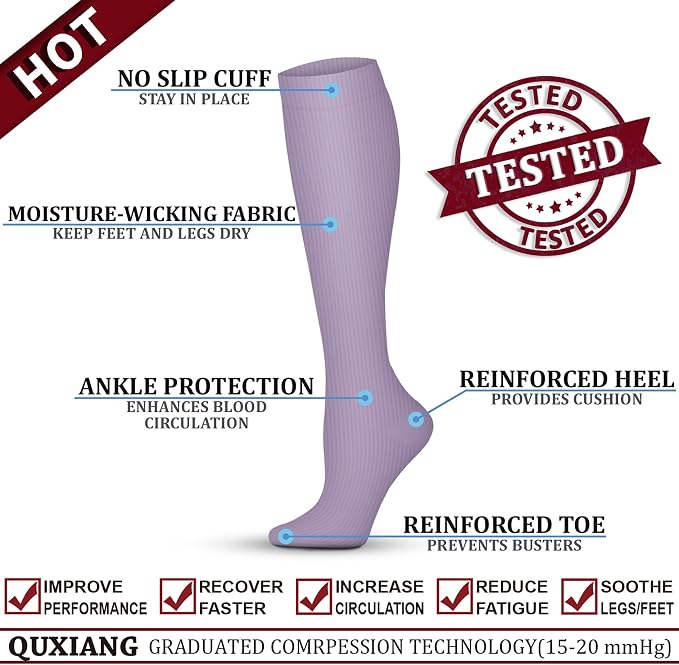 QUXIANG Copper Compression Socks for Women & Men Circulation (8 Pairs) - Best for Running Athletic Cycling - 15-20 mmHg - Image 4