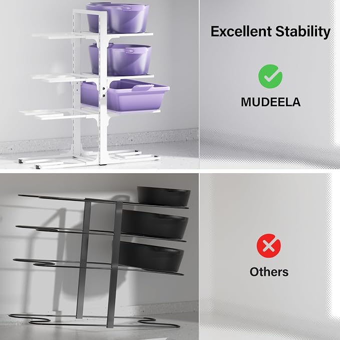 MUDEELA 8-Tier Heavy Duty Pots and Pans Organizer for Cabinet, 20.8"H White | Adjustable heavy-duty pot rack, Holds big stockpots and cookware, Fits under cabinet or on countertops, Easy Assembly - Image 4