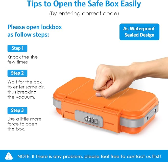 AMIR Portable Combination Lock Box, Security Case Lock Box with Code, Waterproof Anti-Theft Mini Travel Safe Box with Removable Chain, Portable Lock Box for Dorm Beach Hotel - Image 6