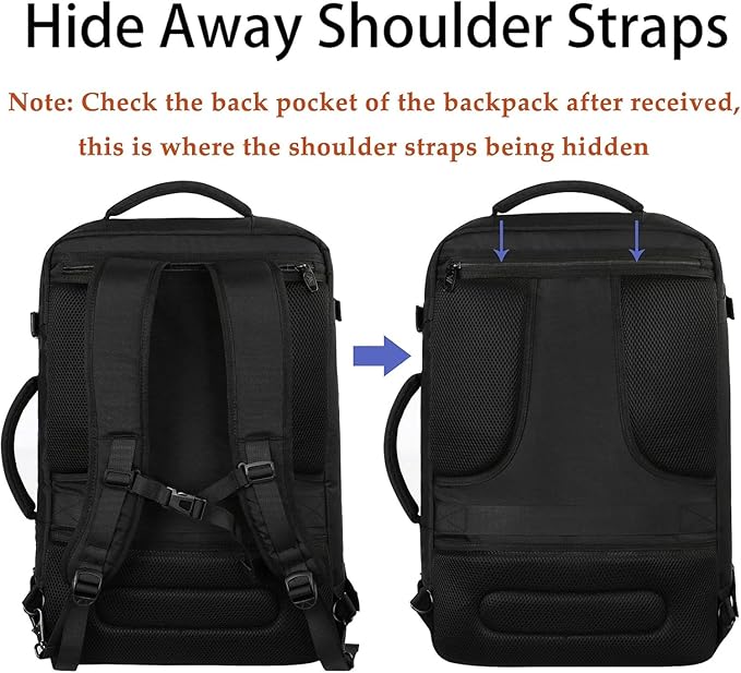 VECKUSON 30L Carry-On Backpack - TSA Approved for Flights, RFID Anti-Theft, Fits 17.3" Laptop, 19.7x13x6in, Heavy-Duty Weekender for Men/Women (Black) - Image 6