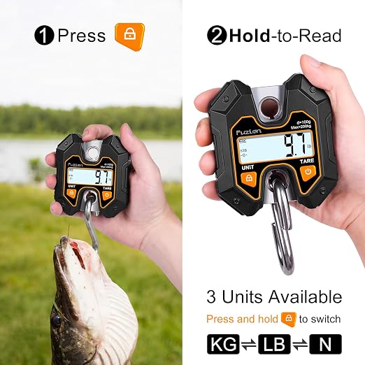 Fuzion Hanging Scale 440lb/200kg, Mini Crane Scale w/Stainless Steel Hook | No Setup Required, Hold/Tare Function, Large Display, Digital Hanging Scales for Weighing Animals, Hays, Fish, Travel Luggage - Image 5