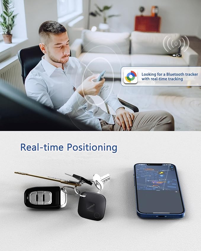 Real-time Positioning Tracker Tag(Only for Android, Not for iOS), Key Finder, Itme Tracker Work with Google Find Hub, Tracker for Key, Luggage, Backpack etc, 4 Pack Black - Image 4
