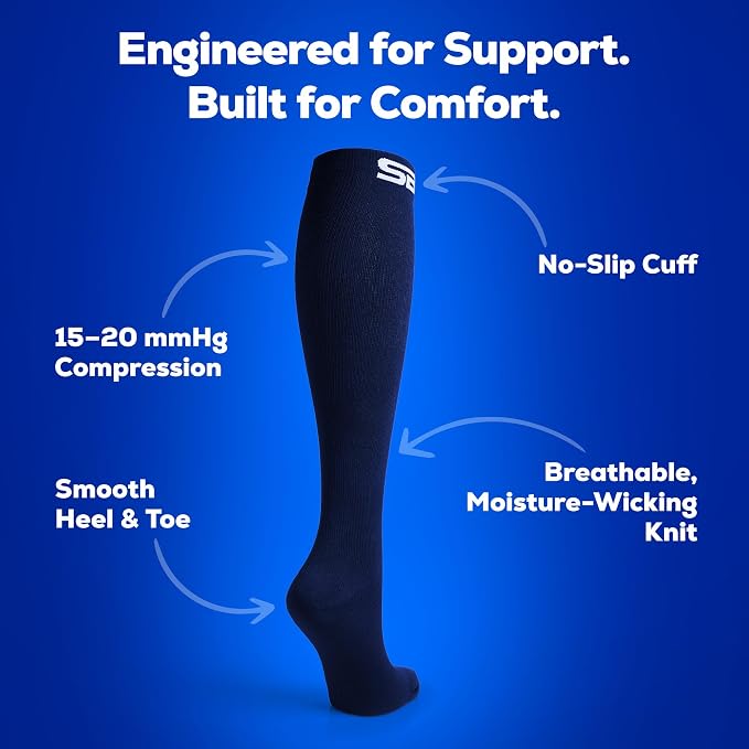 SB SOX Compression Socks for Men & Women (15-20mmHg) | Best Compression Socks for Flying, Medical, Sports, Wide Calf Fit, Pregnancy, and Daily Wear - Image 2