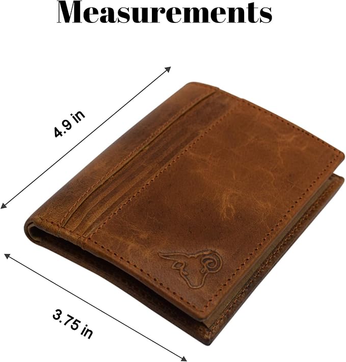 RFID Blocking Genuine Leather Badge Holder Bifold Wallet USA Series (Tan) - Image 4