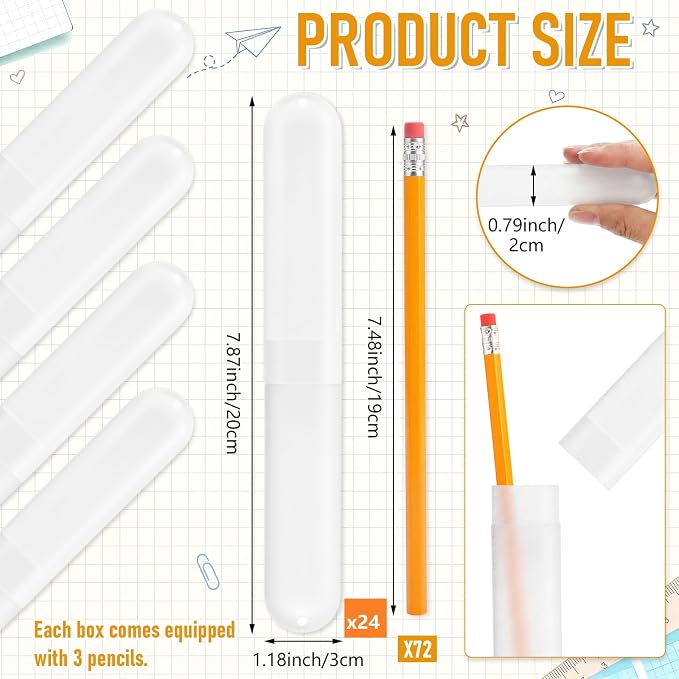 24 Sets Travel Toothbrush Holder with Pencils Bulk Portable Toothpaste Travel Case Multipurpose Toothpaste Boxes Toothbrush Case Storage for Classroom Home School Use (White) - Image 2