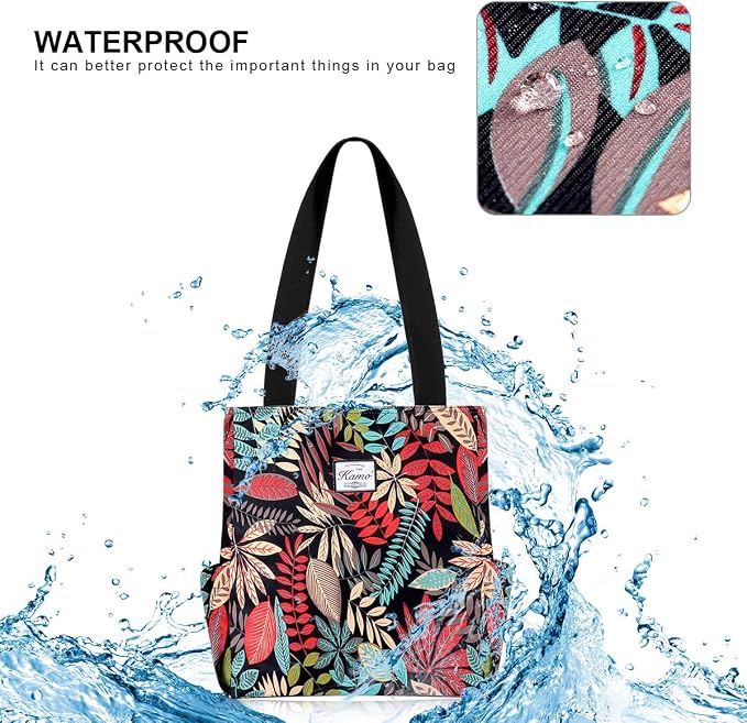 KAMO Floral Tote Bag - Waterproof Lightweight Handbags Travel Shoulder Bag for Hiking Yoga Gym Swimming Travel Beach - Image 6