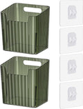 Lae Nuvole 2 Pack Adhesive Wall Storage Bins, Cabinet Door Organizer, Green | 4 Adhesive Pads, No Drill, Renter Friendly, BPA-Free PET, Stackable; for Fridge, Kitchen, Bathroom, Countertops, Pantry by LaeNuvole