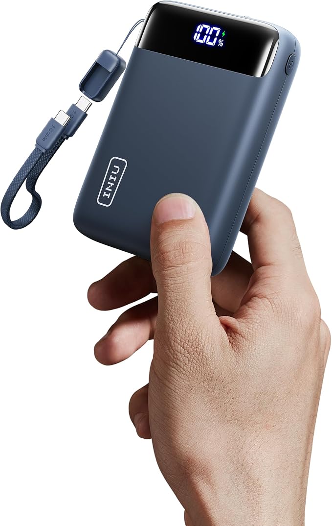 INIU Portable Charger, Smallest 20000mAh 22.5W Fast Charging Power Bank | USB-C Cable, Flight-Safe, Travel Essentials, Flashlight, Battery Pack for iPhone 17 Samsung Xiaomi Google, Mini Size, Blue by INIU