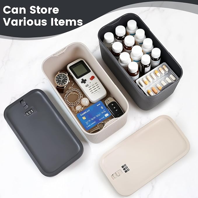 Upgraded Taller Size Medicine Lock Box,Lockable Storage Box with Combination Code for Medication Safe,Lock Box for Pills/Snack/Ipad Mini,Locked Container for Home/Office 9.4X5.5X5.7inch Medium - Image 9