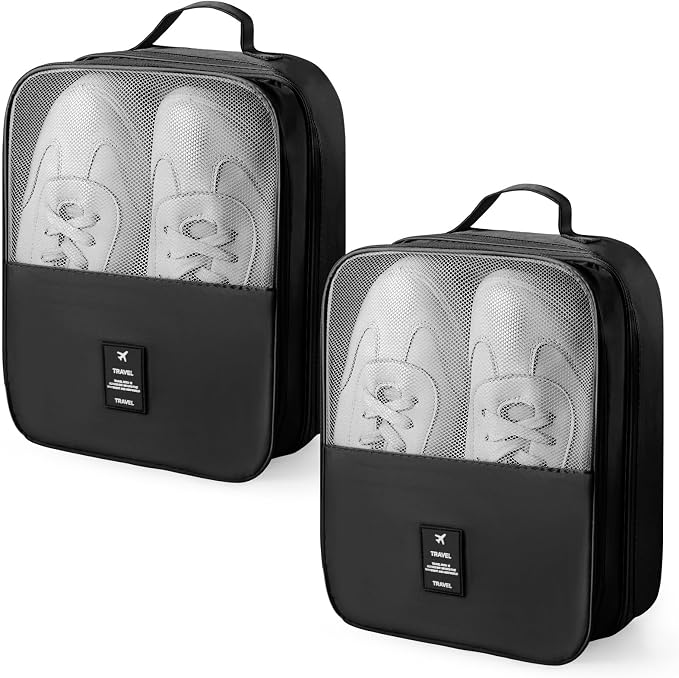 Windyun 2 Pcs Shoe Bags for Travel Holds 3 Pair of Shoes Travel Shoe Bag for Packing Portable Shoe Cubes for Travel and Daily Use(Black) by Windyun