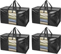 BALEINE 4-Pack Oversized Moving Bags with Reinforced Handles, Heavy-Duty Storage Tote Moving Supplies for Packaging, Camping (Black w/Window, 4-Pack) by BALEINE